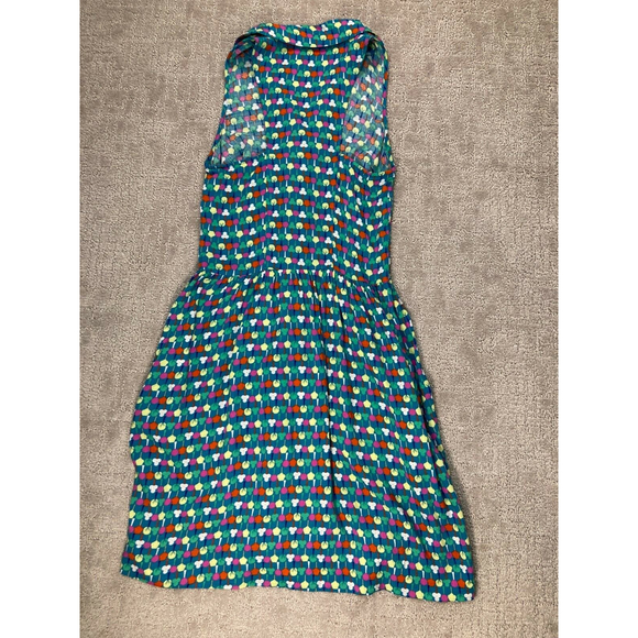 Sun Dress Blue/ Multi Color Button Front Racer Back W/ Pock… - Picture 7 of 7